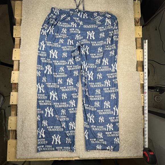 NY Yankees Pajama Bottoms Men's 2XL Blue All Over New York Logo Lounge Pants - Picture 6 of 6